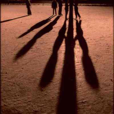 A photo view of shadows on ice. 12/31/1977.
