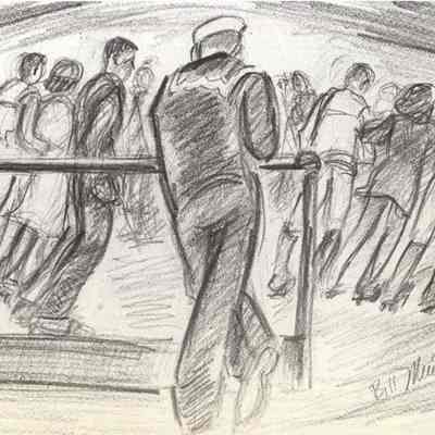 A photo view of a pencil sketch by Bill Muir. 1943