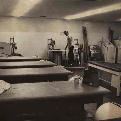 A photo view of Morrell Gym training room. 10/6/1975.