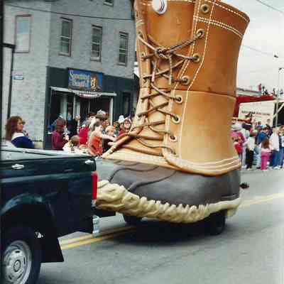 A color photograph of the LL Bean boots in the 250th Anniversary Parade.