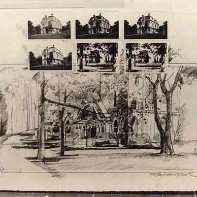 A photo view of a painting of Pickard Theater. 12/1/1980.
