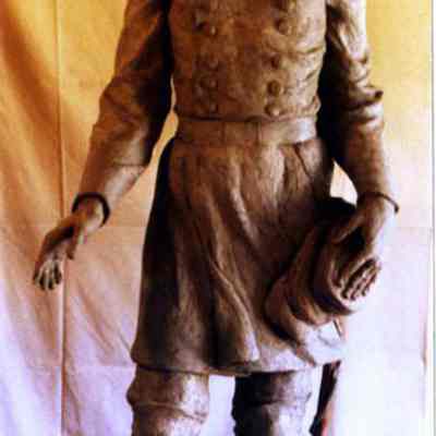 a half size (4 foot) clay model of the J.L. Chamberlain statue.