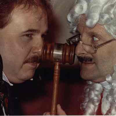 A photo view of Jeff Caron and Gil Peterson. 11/9/1990.