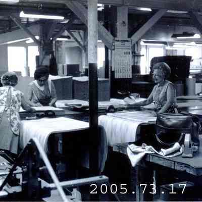 A photo of unidentified mill workers