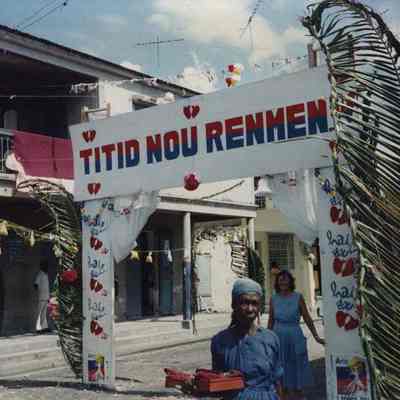 A photo view of Haiti with Rose Whiteside in the background. 6/5/1991.