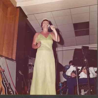 Sharon Hinckley singing "Cabaret" to open the Talent Competition.