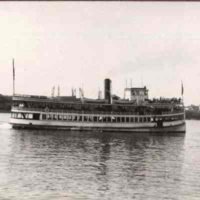 A photo view of the Pilgrim 'Steam' Boat. 6/19/1985.