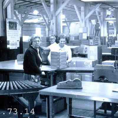 A photo of unidentified mill workers