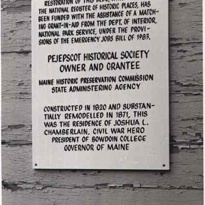 Sign on the front of the Chamberlain Home