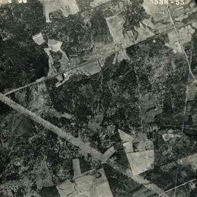 An aerial photo of an area mostly in Durham. 5/4/1953.