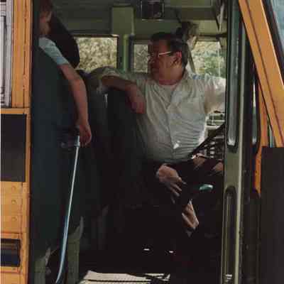 A photo view of a School Bus driver. 6/23/1987.