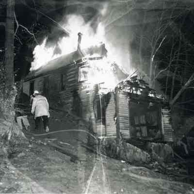 A photo of a fire at Bruce Purington's, Gurnet.