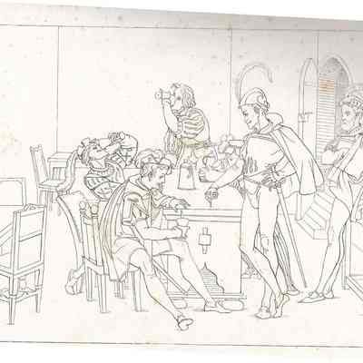 Illustration of Men Drinking