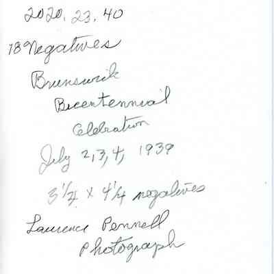 Envelope of Negatives from the Brunswick Bicentennial Celebration