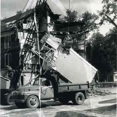 A photo of some Mill street buildings being demolished.