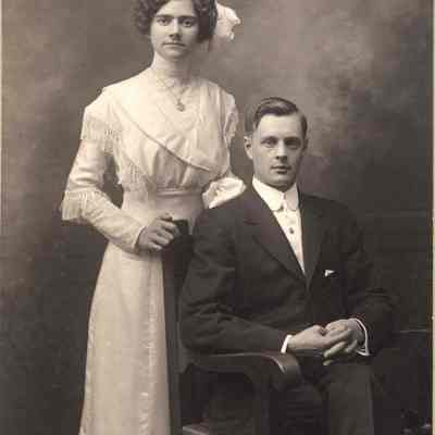 A wedding photo of Mary Fournier and Hilaire St. Pierre.