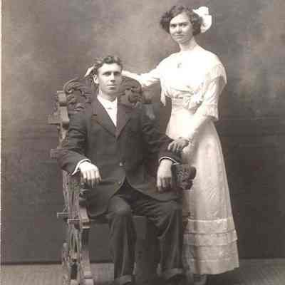 A wedding photo of Frank Patrick and Zora Fournier.