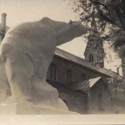 Postcard of Statue of Bowdoin Polar Bear
