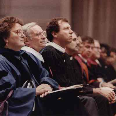 A photo view of people at a graduation. 10/29/1998.