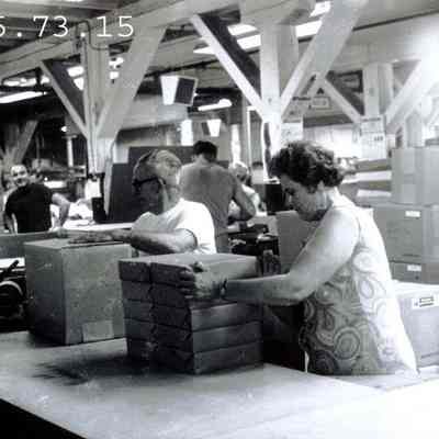 A photo of unidentified mill workers