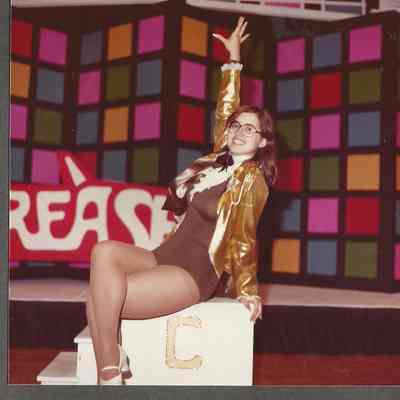 Cathy Lyden contestant #3 posing at the end of her dace routine at dress rehearsal