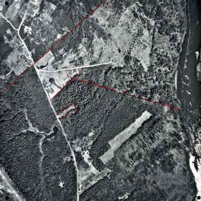 An aerial photo of the area where the landfill is now. 5/1/1976.