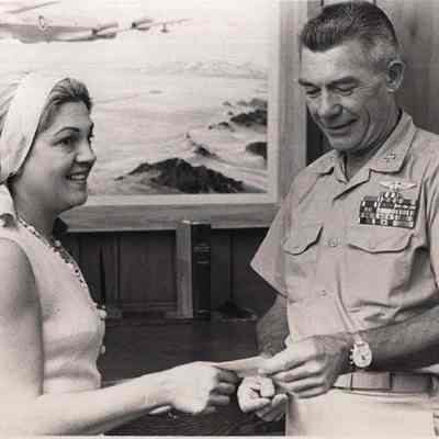 A photo view of Admiral Mayo A. Hadden Jr. 7/29/1971.