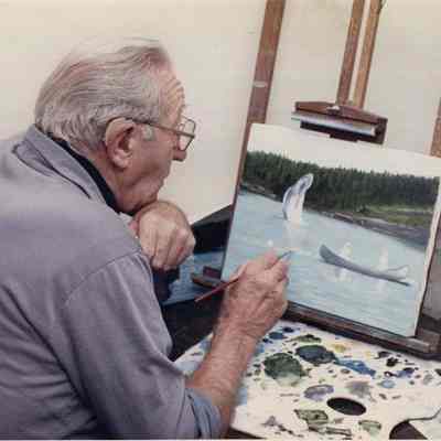 A photo view of an artist at work. 11/26/1990.