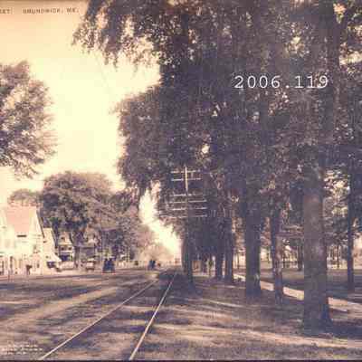 Sepia Albertype Card of Maine Street, Brunswick.