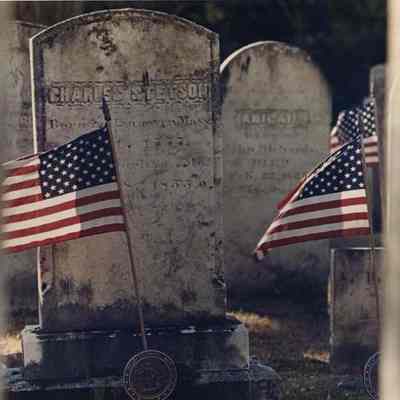 A photo view of Charles Stetson's grave stone. 11/11/1988.
