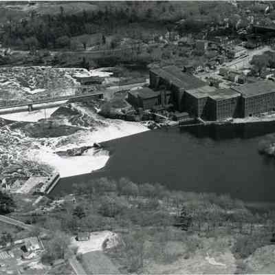 An aerial view of the Androscoggin River.