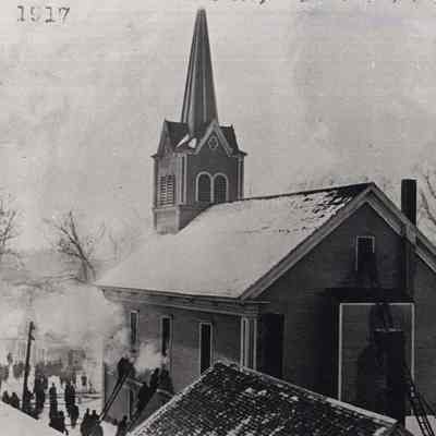 Fire at the United Methodist Church on Pleasant Street