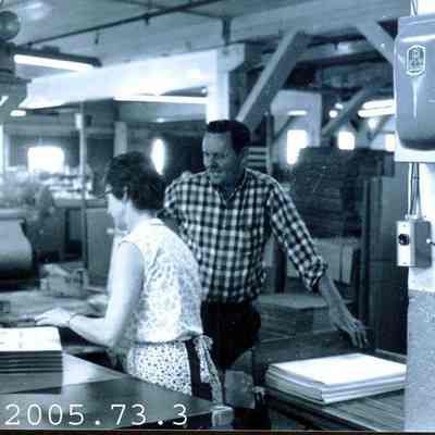 A photo of unidentified mill workers