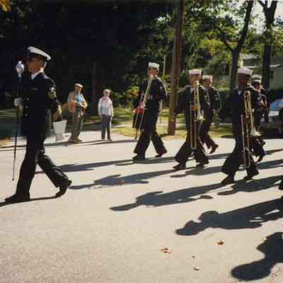 A photo of a marching band in the 250th parade.10/7/1989.