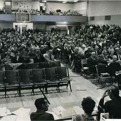 A photo of the annual town meeting. 3/5/1968