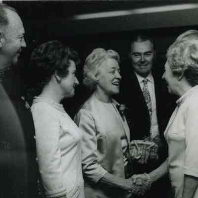A photo of Margaret Chase Smith being greeted at BNAS.