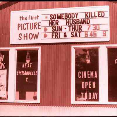 A photo view of Topsham Movie Theater. 9/1979.