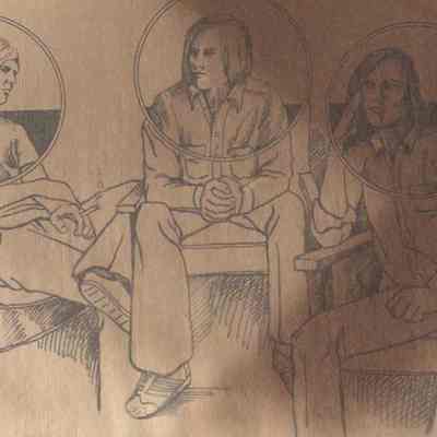 A print of a pen and Ink drawing. 8/17/1977.