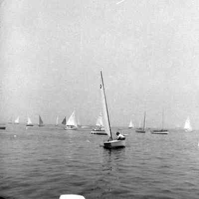 A photo view of sail boats. 7/1970.