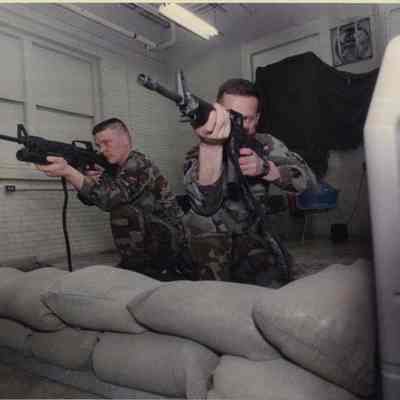 A photo view of Staff Sgt Steve Miasner and Sgt Roger Sylvain. 1/31/1992.