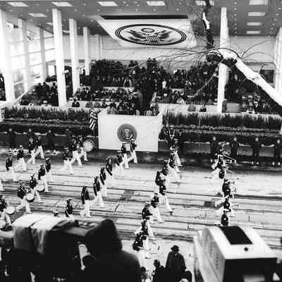 Brunswick Junior High School band playing at John F. Kennedy's inauguration on 01/20/1961