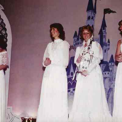 A color photograph of Collette Evrard after receiving her first runner-up trophy.