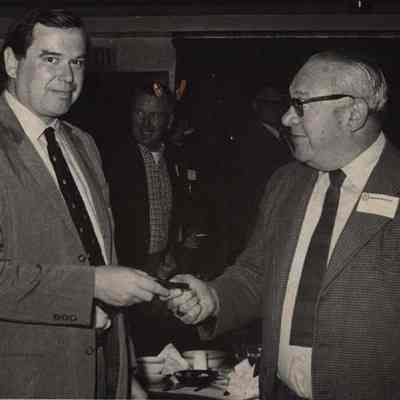 A photo view of Harry Schulman honored.