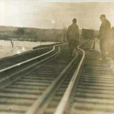 Railroad Trestle during the Flood of 1936