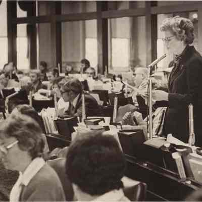 A photo view of Rep. Anne Bachrach, D-Brunswick. 2/24/1978.