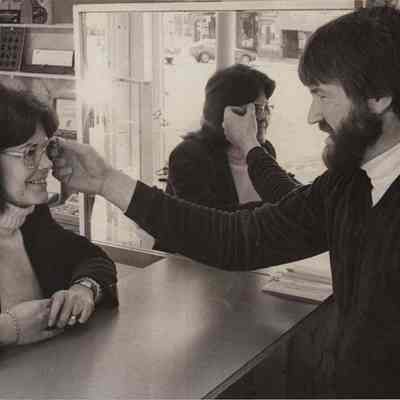 A photo view of Sarah Hoare and Will Plummer. 4/2/1980.