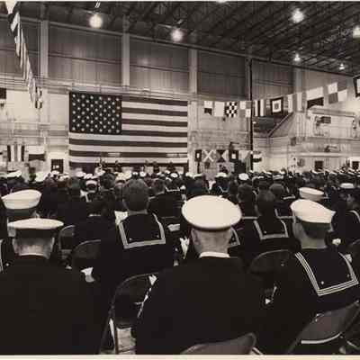 A photo view of change of command ceremonies at BNAS. 11/9/1992.