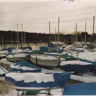 A photo view of boats on Great Island. 1/22/1987.