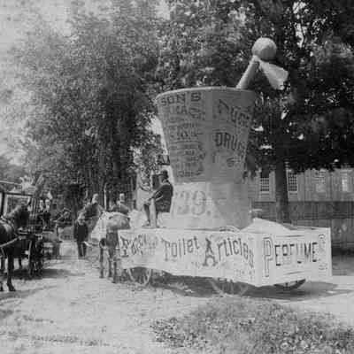 A photo of a float in the 150th Anniversary parade. 6/13/1889.