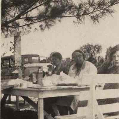 Three Women Sitting at a Picnic Table